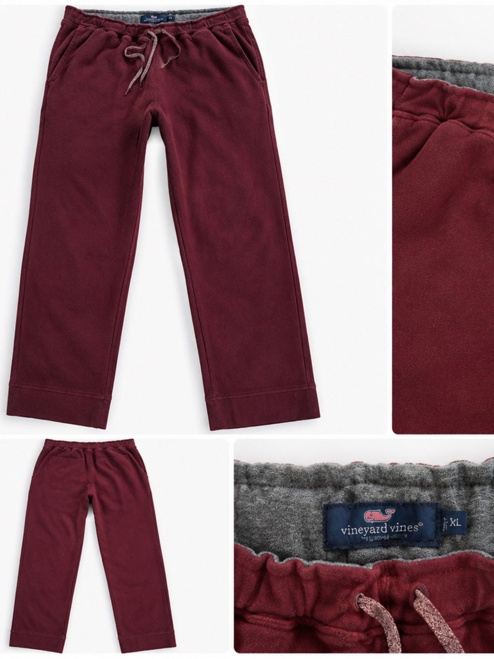 Vineyard Vines Men’s Maroon Fleece Pull-On Pants